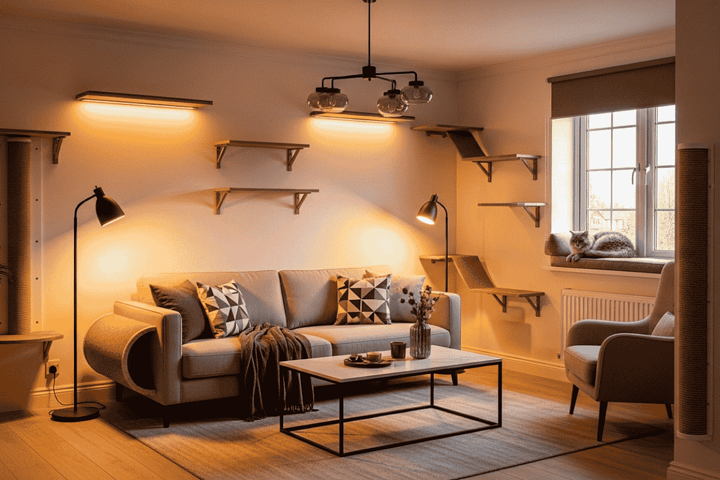 Catification: modern home designed for cats with climbing shelves and cozy resting spots
