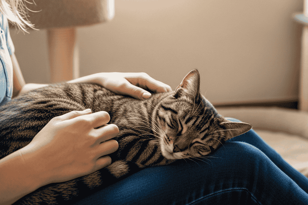 Cat resting peacefully after rescue, symbolizing hope and healing — one of the many cat recovery stories that show the power of compassion and second chances