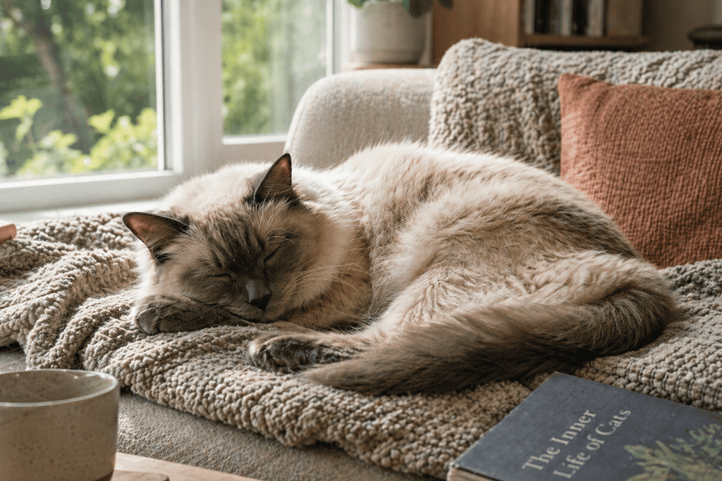 A ragdoll cat sleeping peacefully illustrating why cats sleep so much through calm rest and energy conservation.