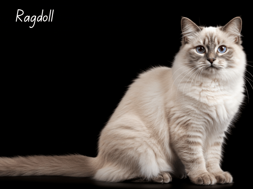 A Ragdoll cat, long and muscular body, with a semi-long, silky coat.